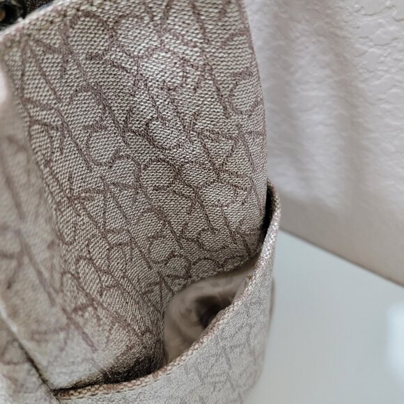 Calvin Klein Logo Jacquard Tote Bag • Brown • Gold Hardware - Picture 7 of 16
